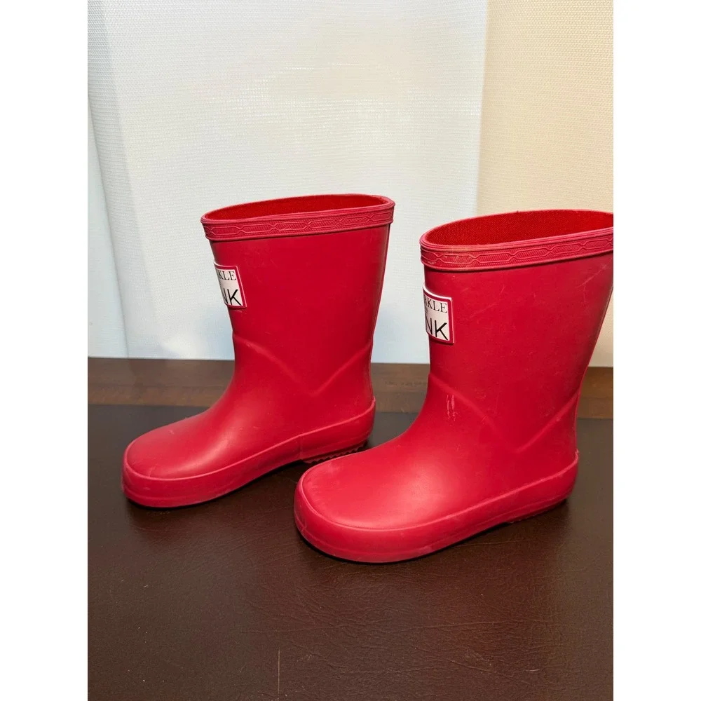 Sparkle in Pink Kids Pink Rubber Rain Boots Waterproof Puddle Jumpers Size 9